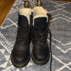 Dr. Martens Black Fur-Lined Combat Boots